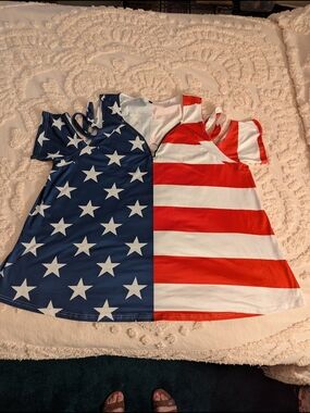 Patriotic Stars & Stripes Cold-Shoulder Tunic Size 3X
